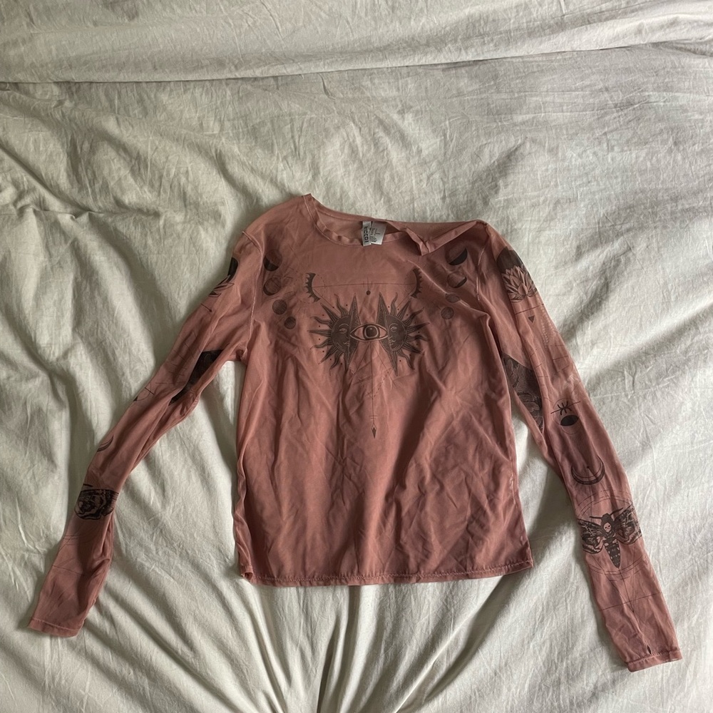 H&M pink mesh burning man shirt
